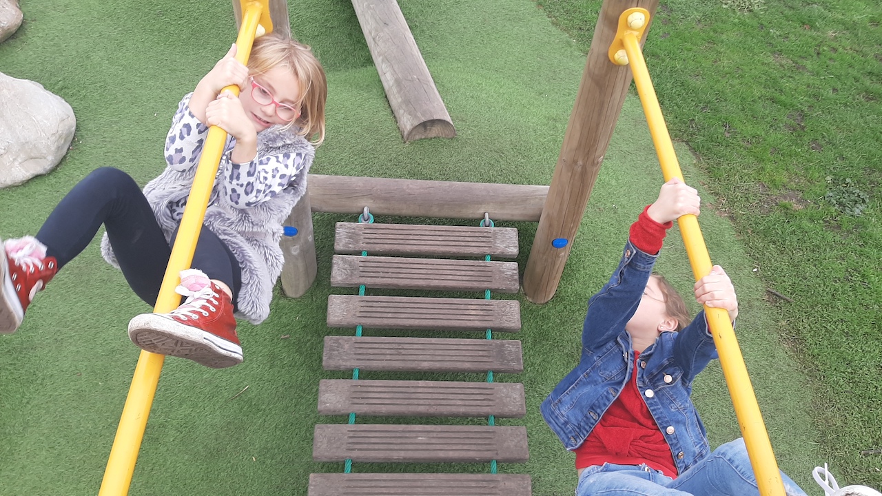 Children climbing in the park